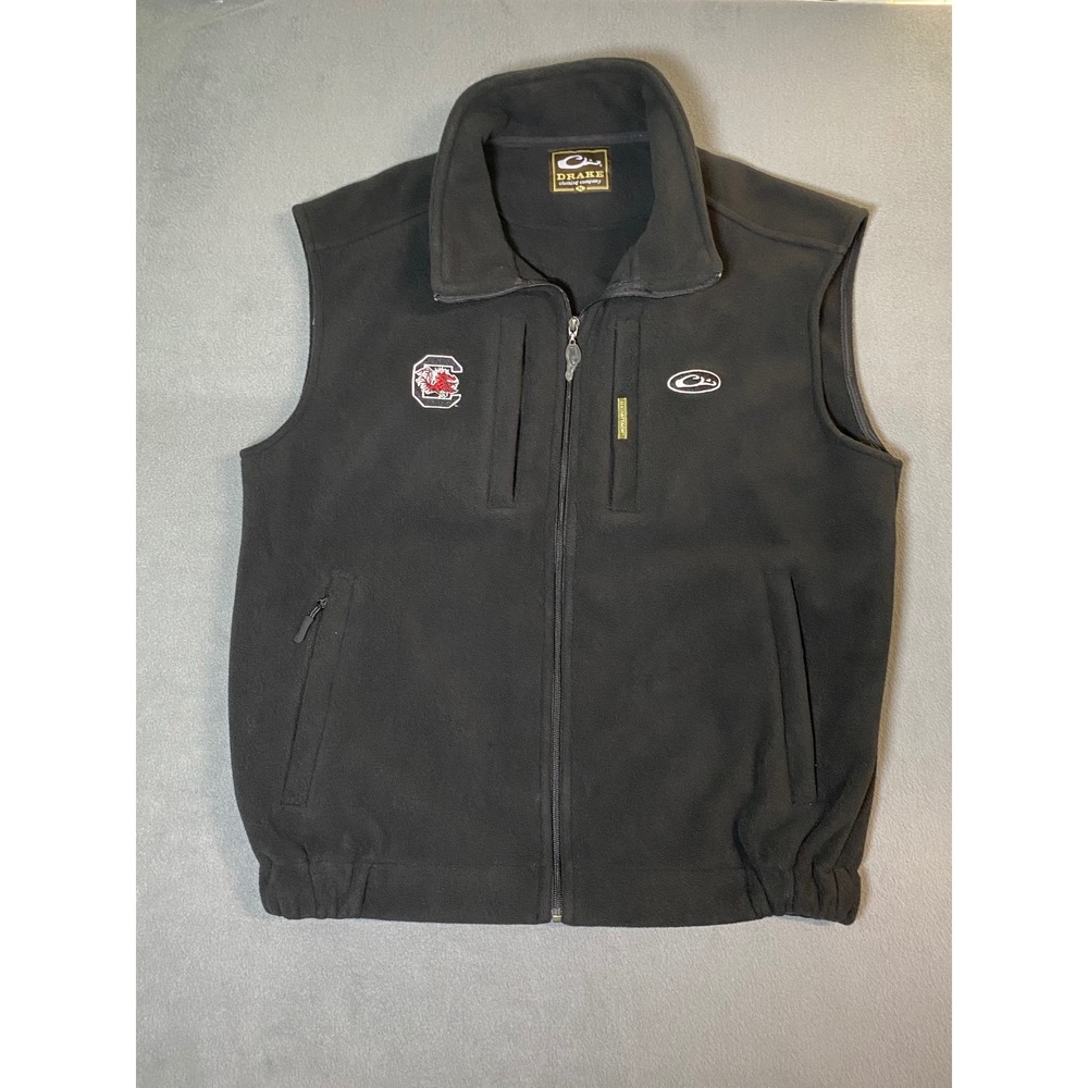 Gamecocks x Drake Full Zip Fleece Vest Black w/ Embroidery SC University